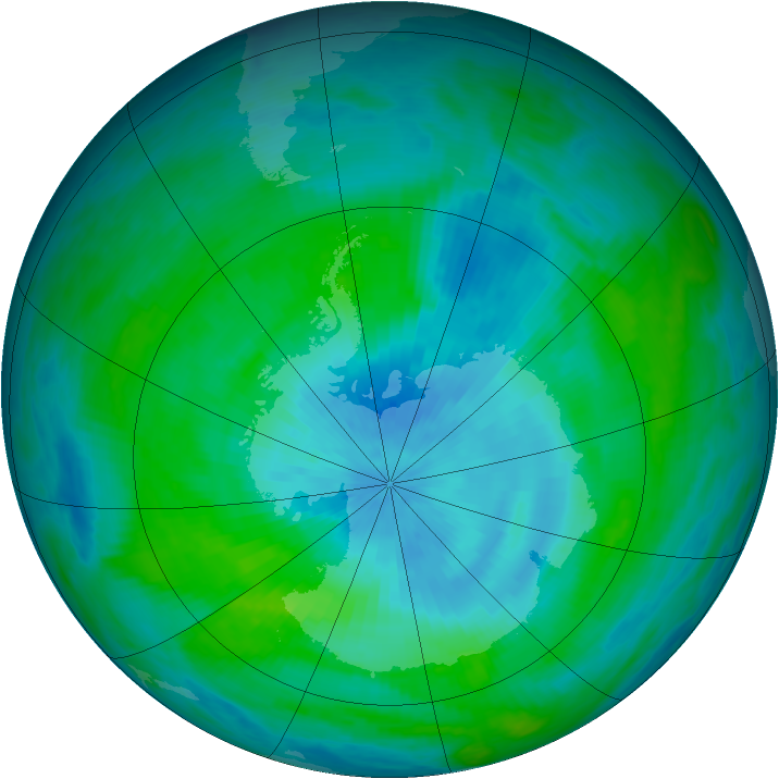 Antarctic ozone map for 28 February 1989